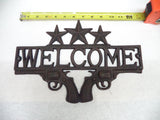 Dual Revolver Welcome Sign Quantity of 3  Rustic Western Charm