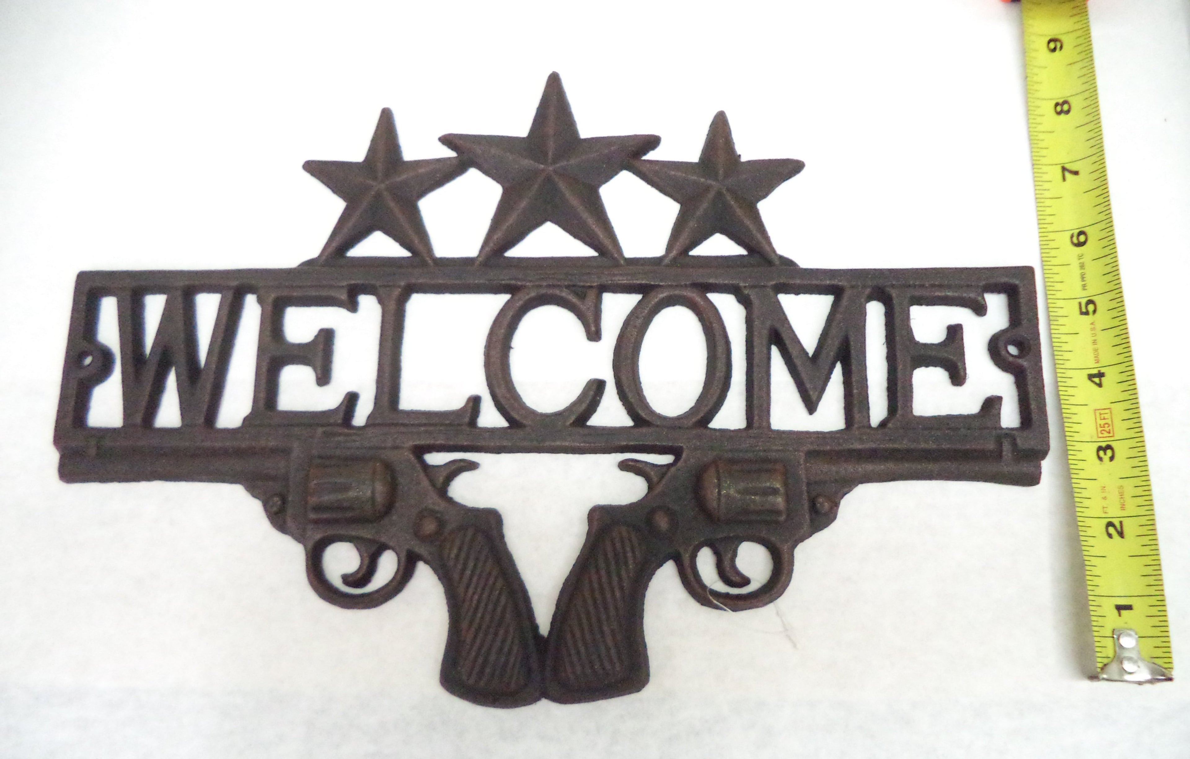 Western Dual Revolver Welcome Sign 3-Pack - Rustic Gun Decor 11.75"x19.5"