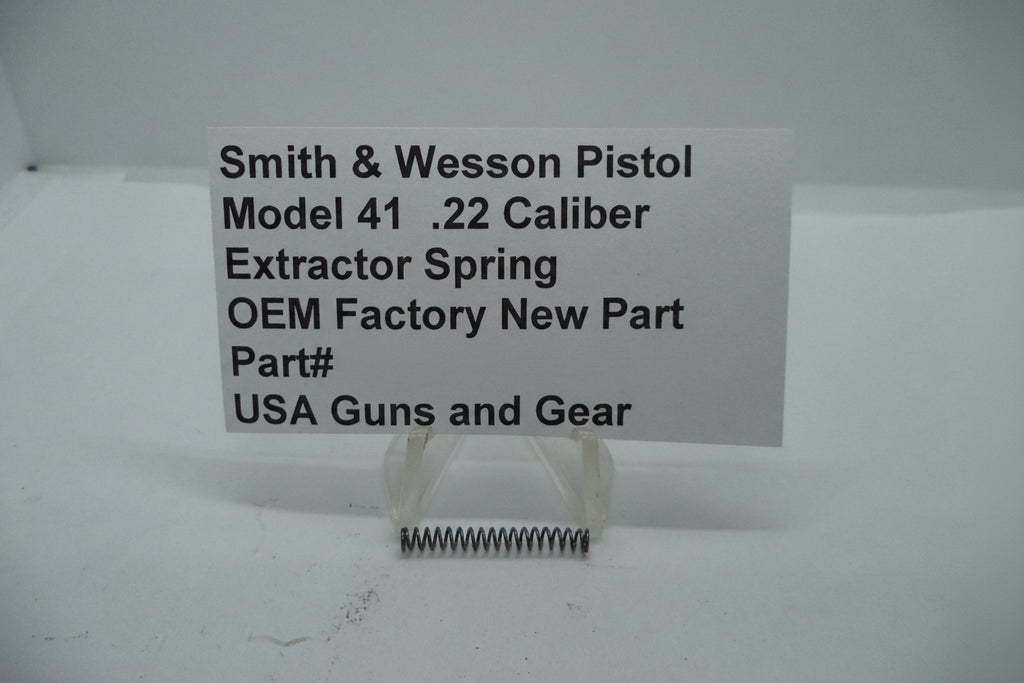Smith & Wesson Pistol Model 41 Extractor Spring displayed on a white card with product details.