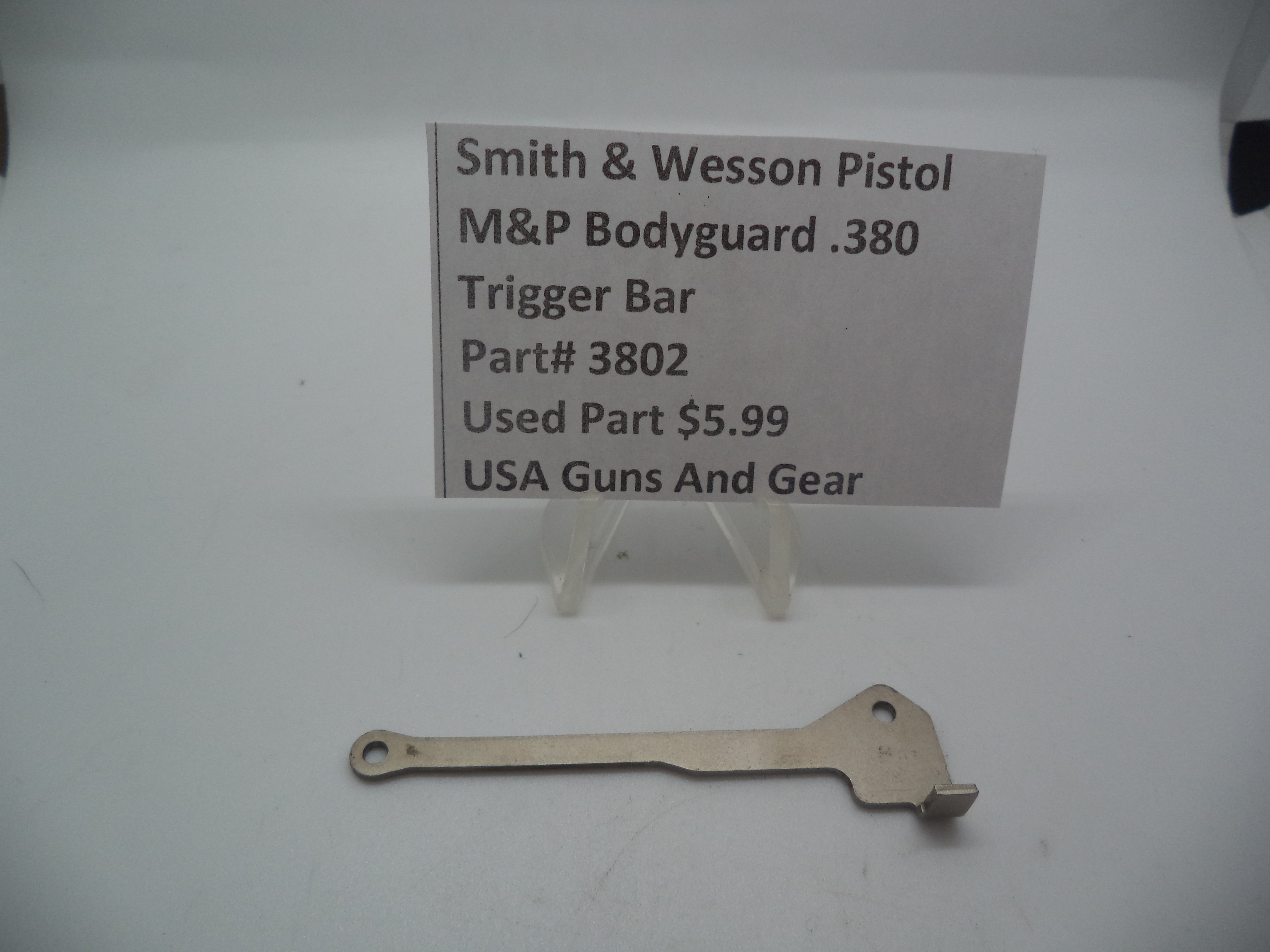 Smith & Wesson Pistol M&P Bodyguard 380 Trigger Bar Used Part 3802