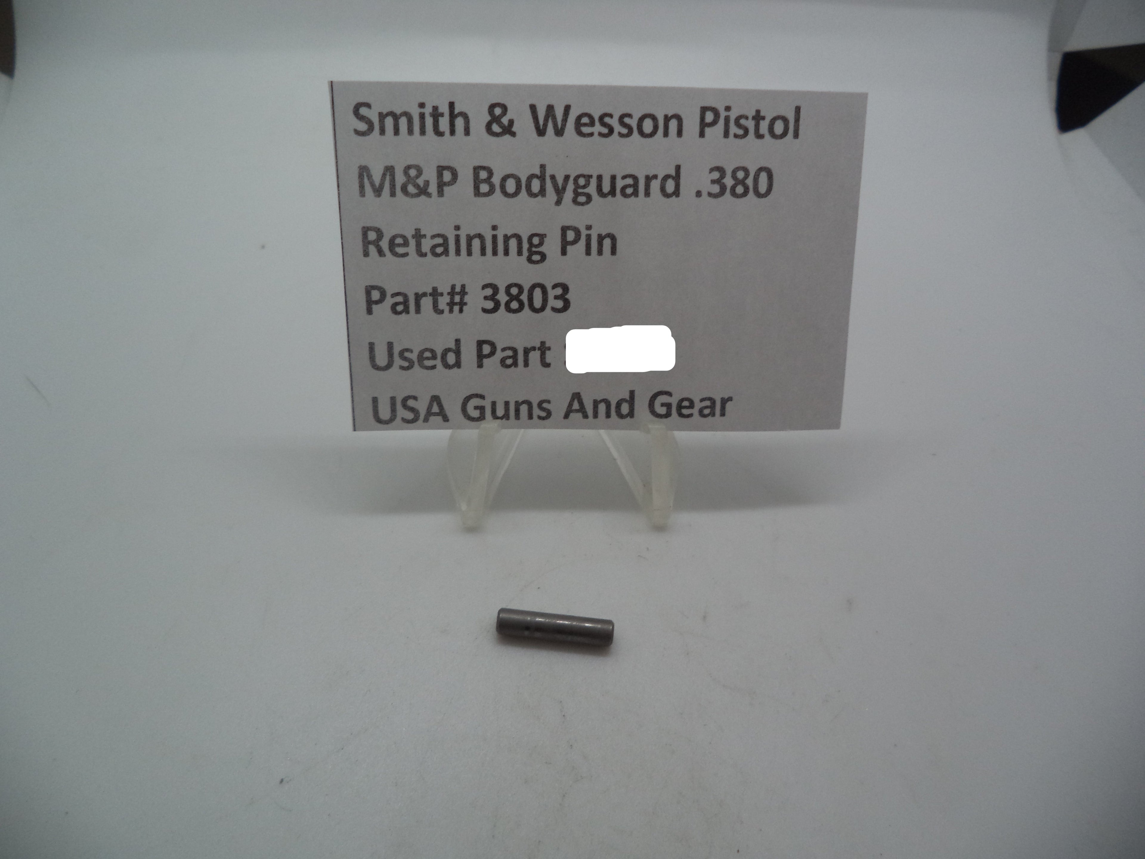 Smith & Wesson Pistol M&P Bodyguard 380 Retaining Pin Used Part 3803