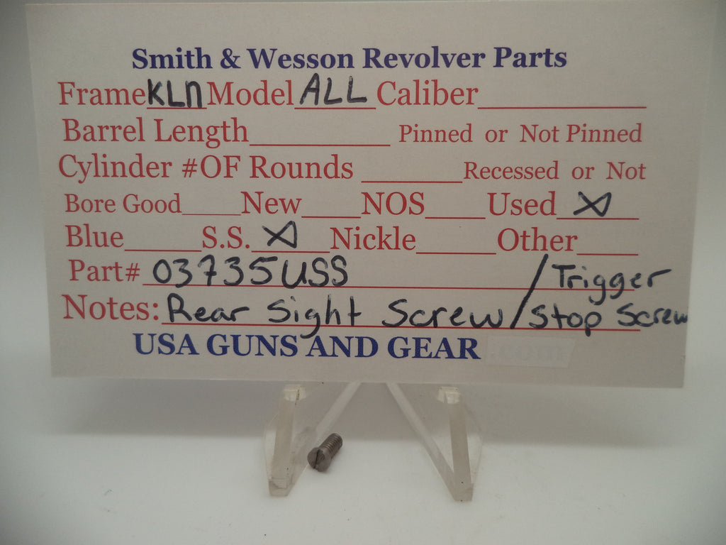 Smith & Wesson K, L, N Rear Sight Screw Stainless Steel Old Style 03735USS