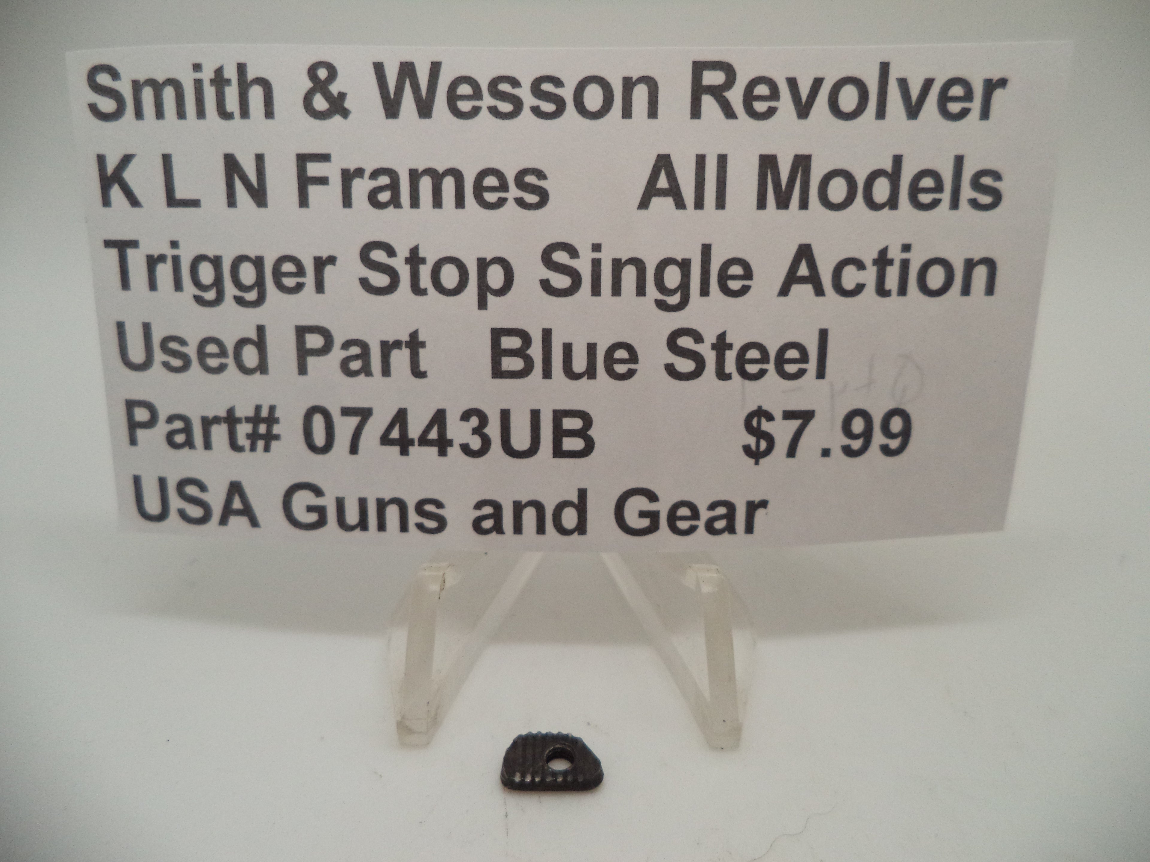 Smith & Wesson K,L,N Frame All Models Trigger Stop Single Action Blue Steel 07443UB