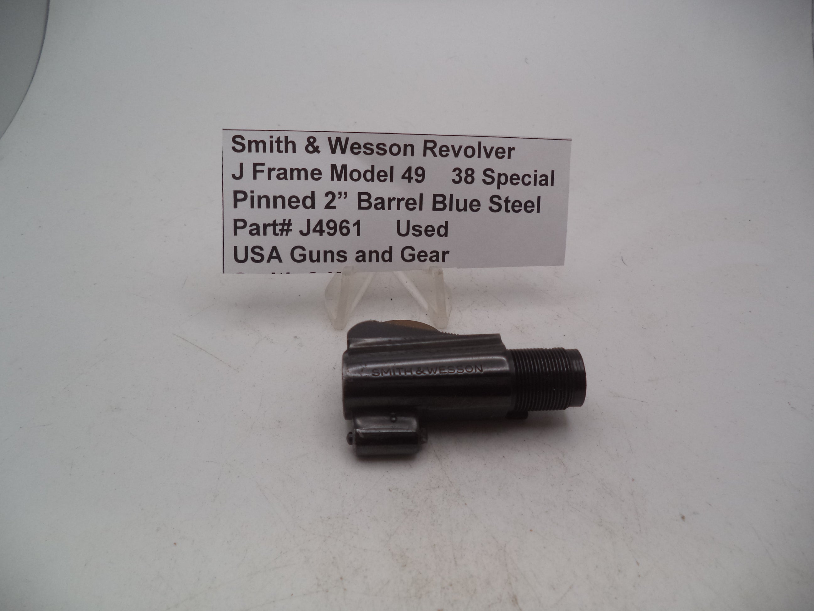 J4961 Smith & Wesson Revolver J Frame Model 49 Pinned Blue Steel Barrel