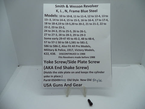 050490000 Smith & Wesson K L N Frame All Models Yoke End shake Side Plate Screw