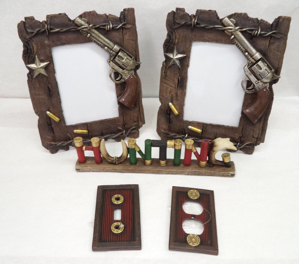 Revolver Decor Pack 5 Items Total- Picture Frame, Switch & outlet cover, Hunting