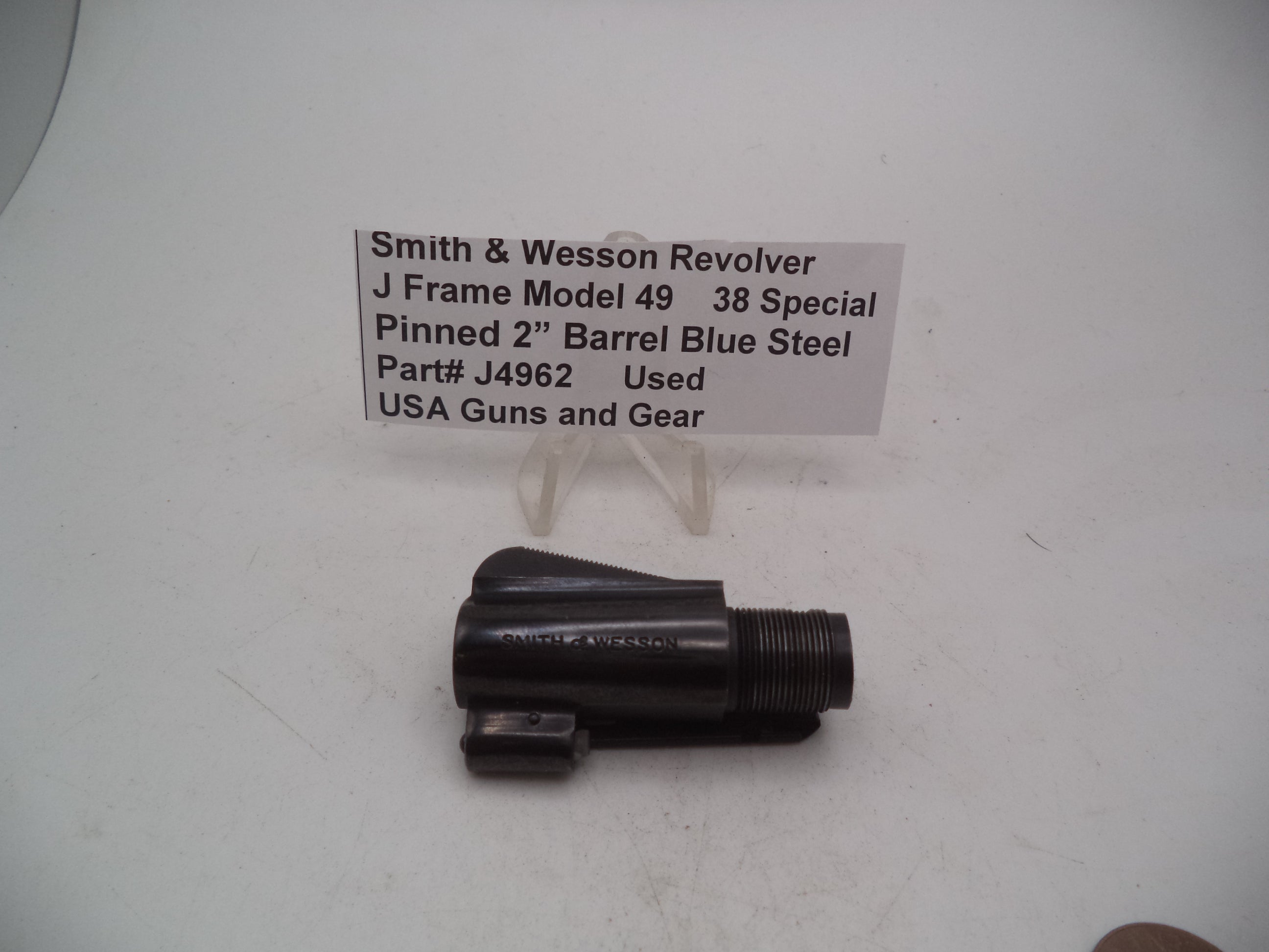 J4962 Smith & Wesson Revolver J Frame Model 49 Pinned Blue Steel Barrel