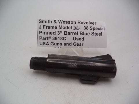 3618B Smith & Wesson J Frame Model 36 Pinned 3" Barrel Blue Steel 38 Special
