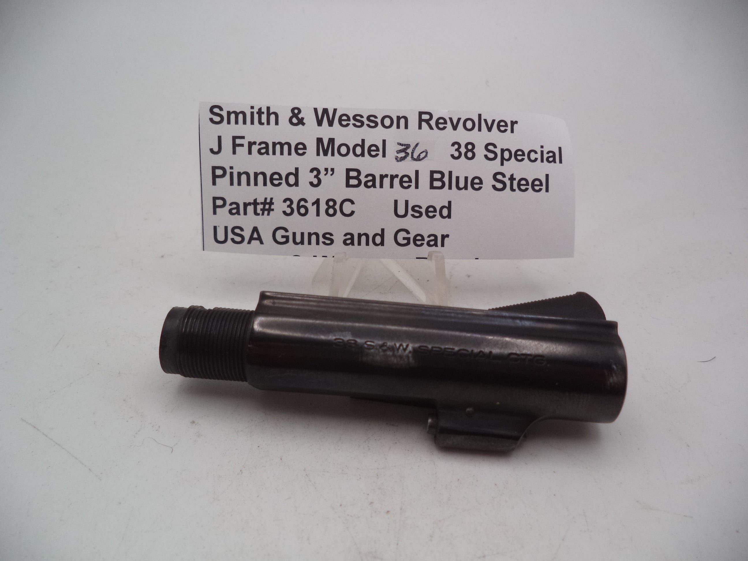 3618C Smith & Wesson J Frame Model 36 Pinned 3" Barrel Blue Steel 38 Special