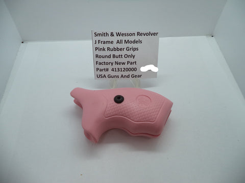 413120000 Smith & Wesson J Frame Round Butt Pink Rubber Grips New