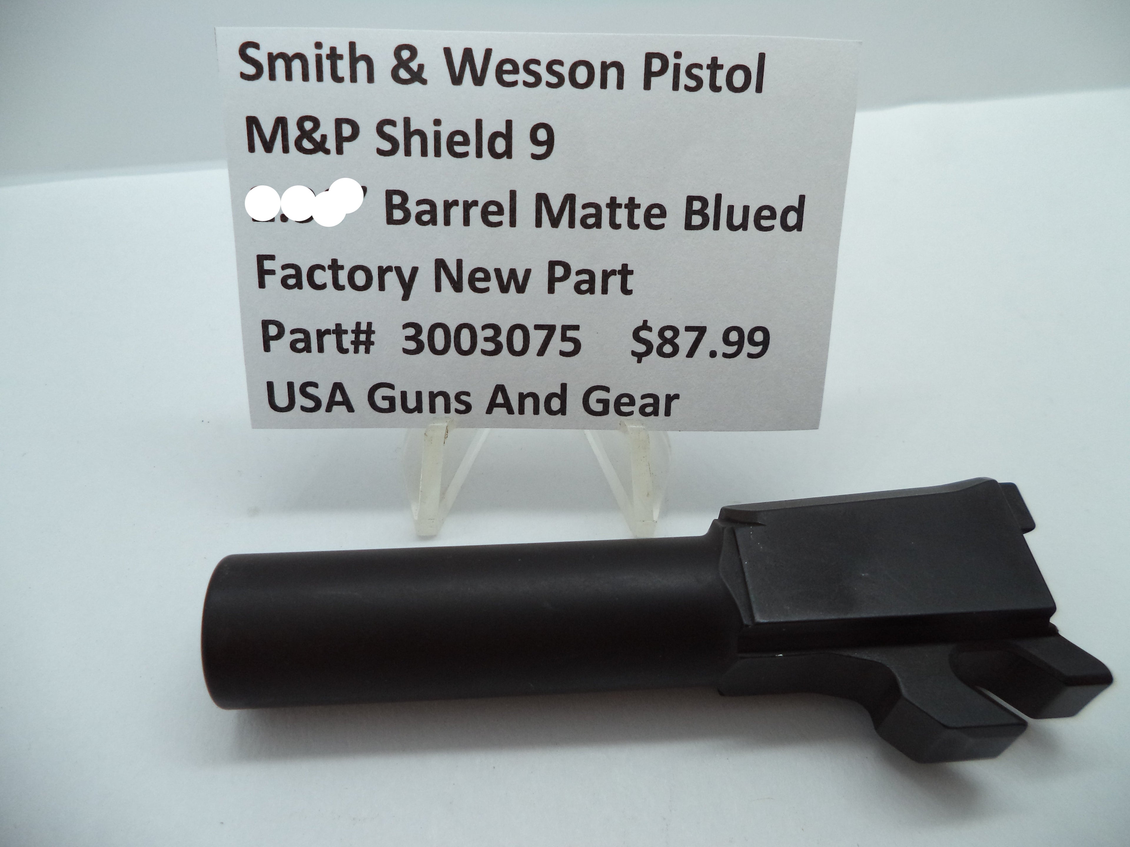 Smith & Wesson Pistol M&P Shield 9 Matte Blued 3.10" Barrel Part 3003075