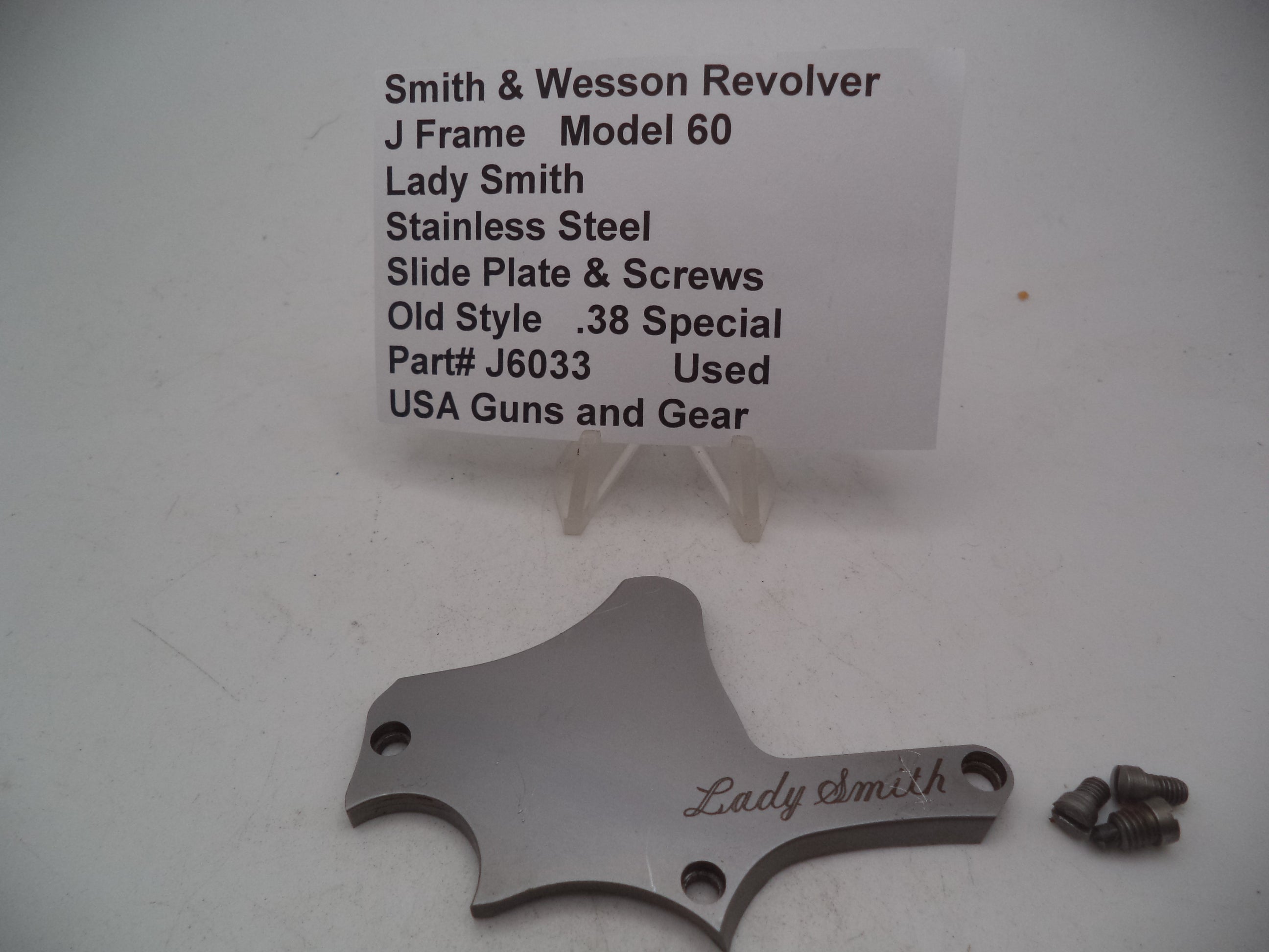 Smith & Wesson J Frame Model 60 Lady Smith Side Plate & Screws .38 Special Used - J6033