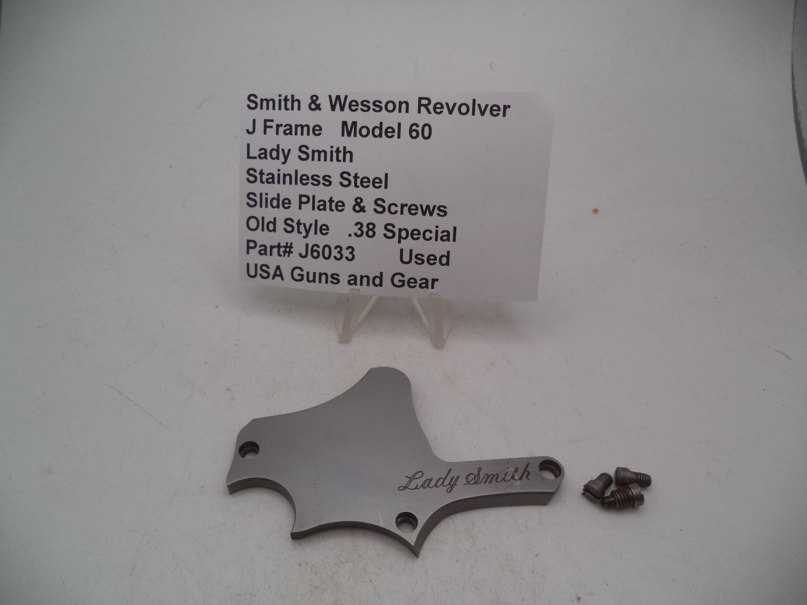 Smith & Wesson J Frame Model 60 Lady Smith Side Plate & Screws .38 Special Used - J6033