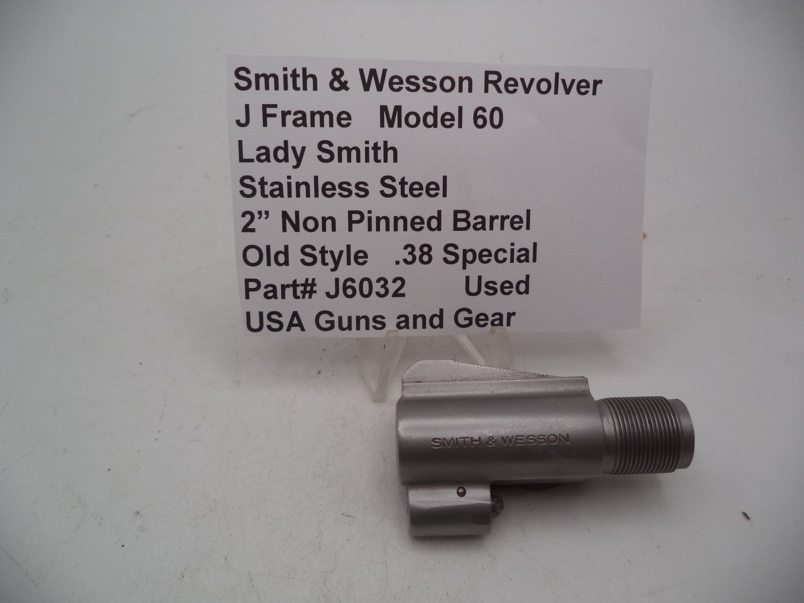 J6032 Smith & Wesson J Frame Model 60 .38 2" Non Pinned Barrel  Used