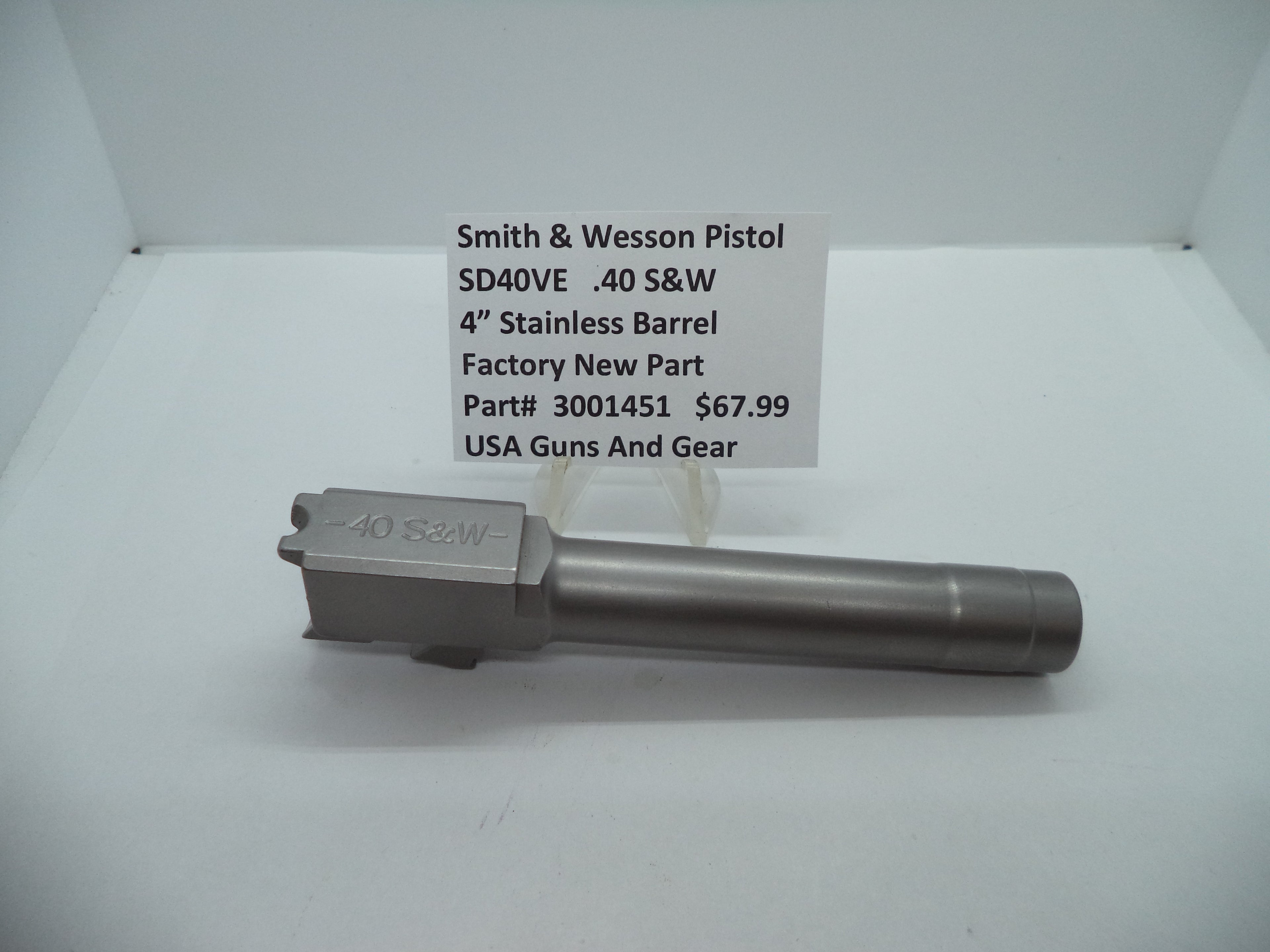 S&W SD40 VE 4" Barrel .40 S&W Stainless | OEM 3001451
