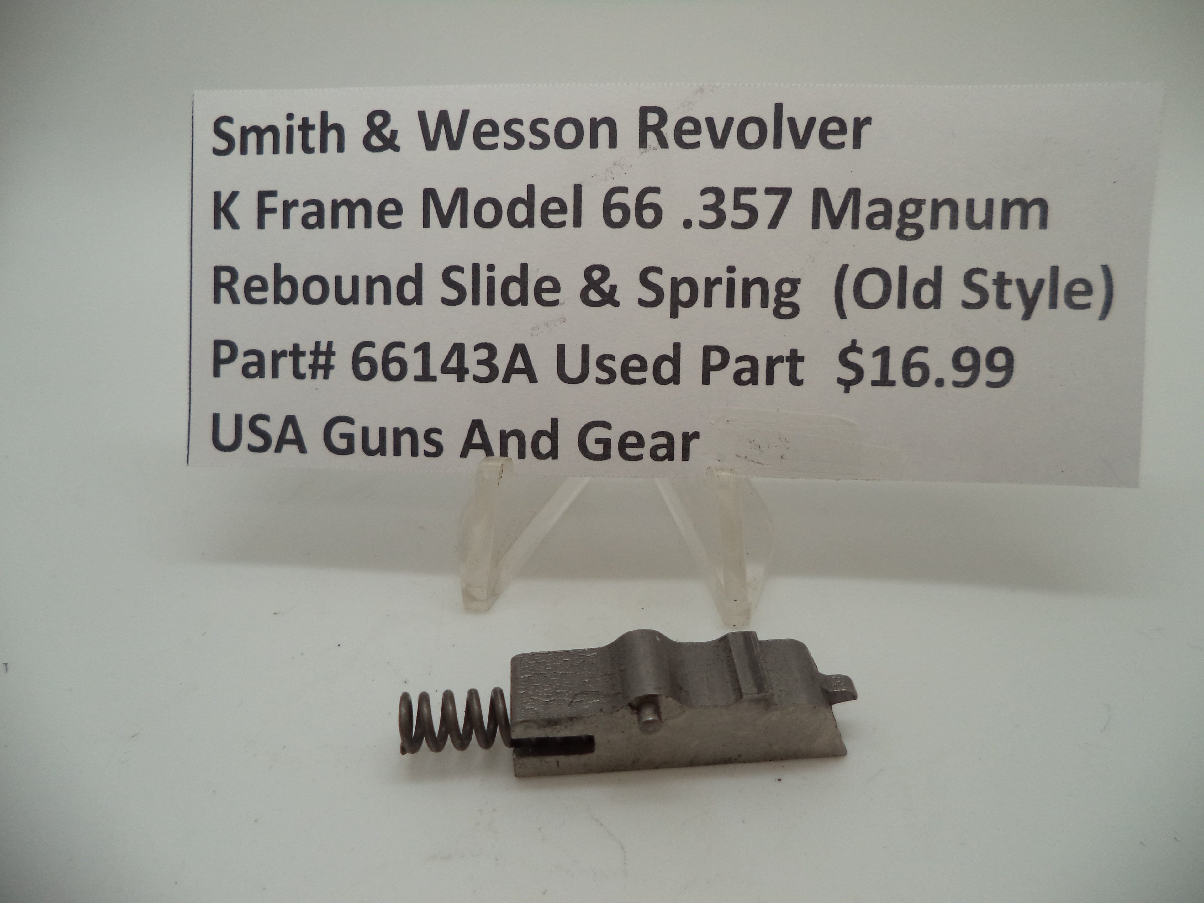 66143A Smith & Wesson K Frame Model 66 Rebound Slide & Spring Used .357 Mag