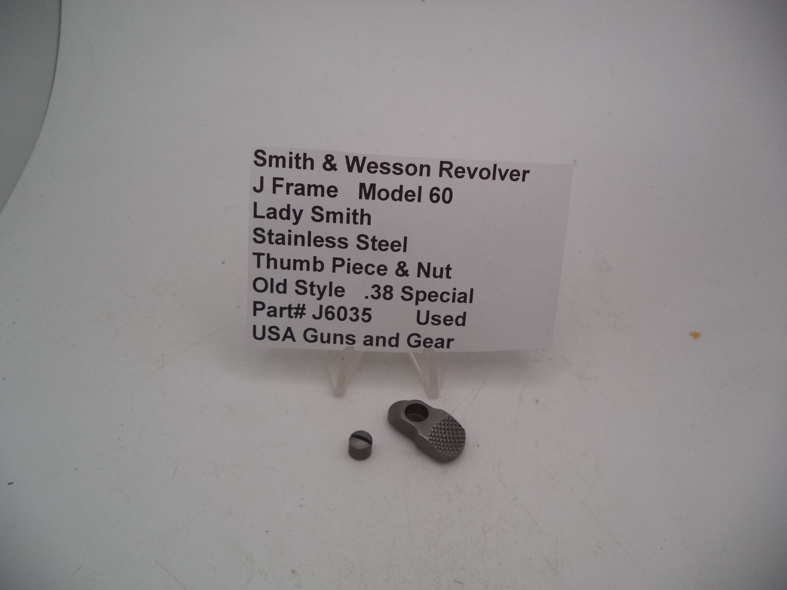 J6035 Smith & Wesson J Frame Model 60 Used Thumb Piece & Nut Stainless
