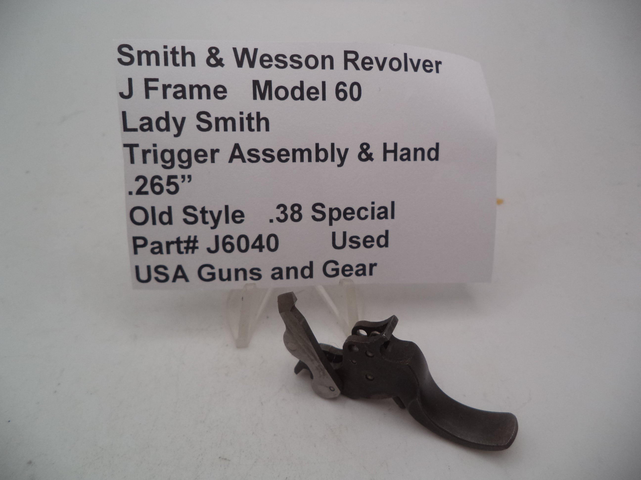 J6040 Smith & Wesson J Frame Model 60 Trigger 38 Special Stainless Used Part