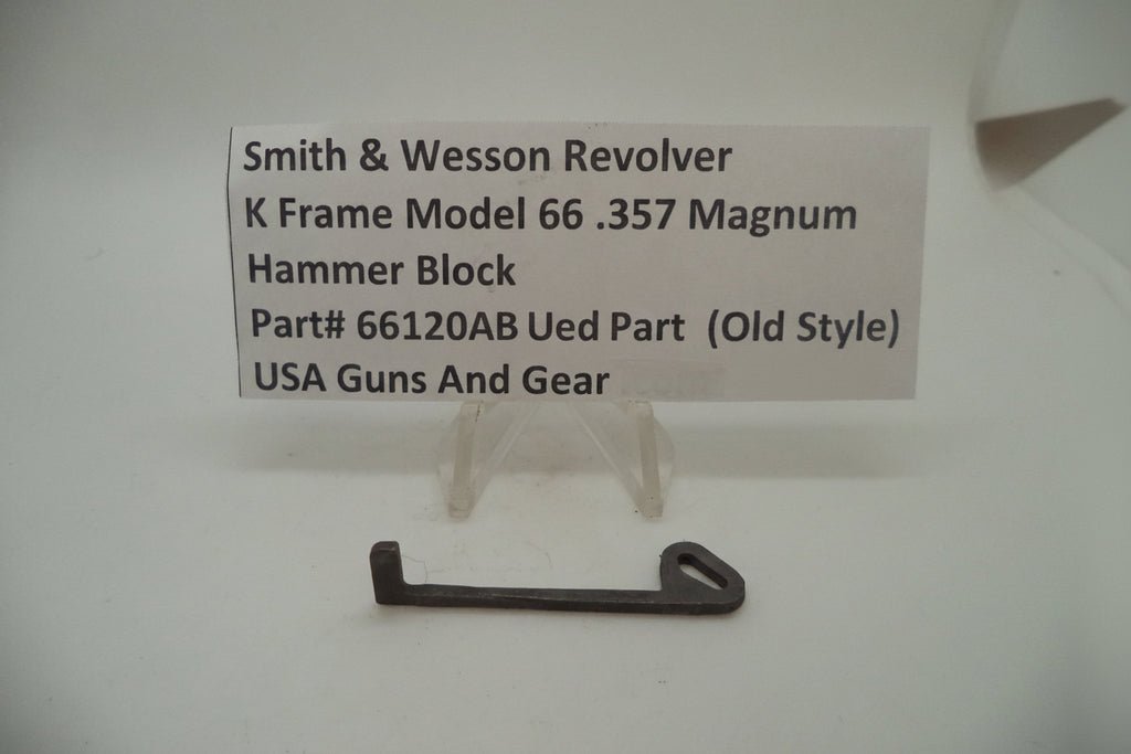 Smith & Wesson revolver hammer block part with descriptive label on a white background