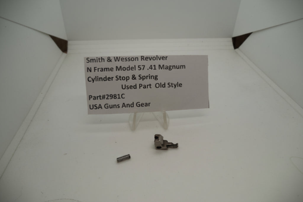 Smith & Wesson Revolver N Frame Model 57 .41 Magnum Cylinder Stop & Spring Old Style Used 2981C