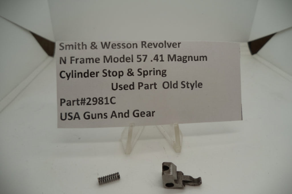 Smith & Wesson Revolver N Frame Model 57 .41 Magnum Cylinder Stop & Spring Old Style Used 2981C