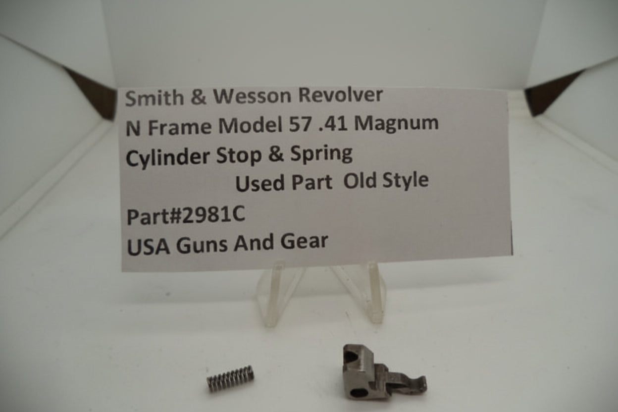 Smith & Wesson Revolver N Frame Model 57 .41 Magnum Cylinder Stop & Spring Old Style Used 2981C