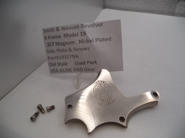 Smith & Wesson Revolver K Frame Model 19 Side Plate & Screws .357 Magnum Nickel Used 19157NA