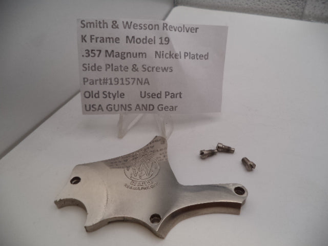Smith & Wesson Revolver K Frame Model 19 Side Plate & Screws .357 Magnum Nickel Used 19157NA
