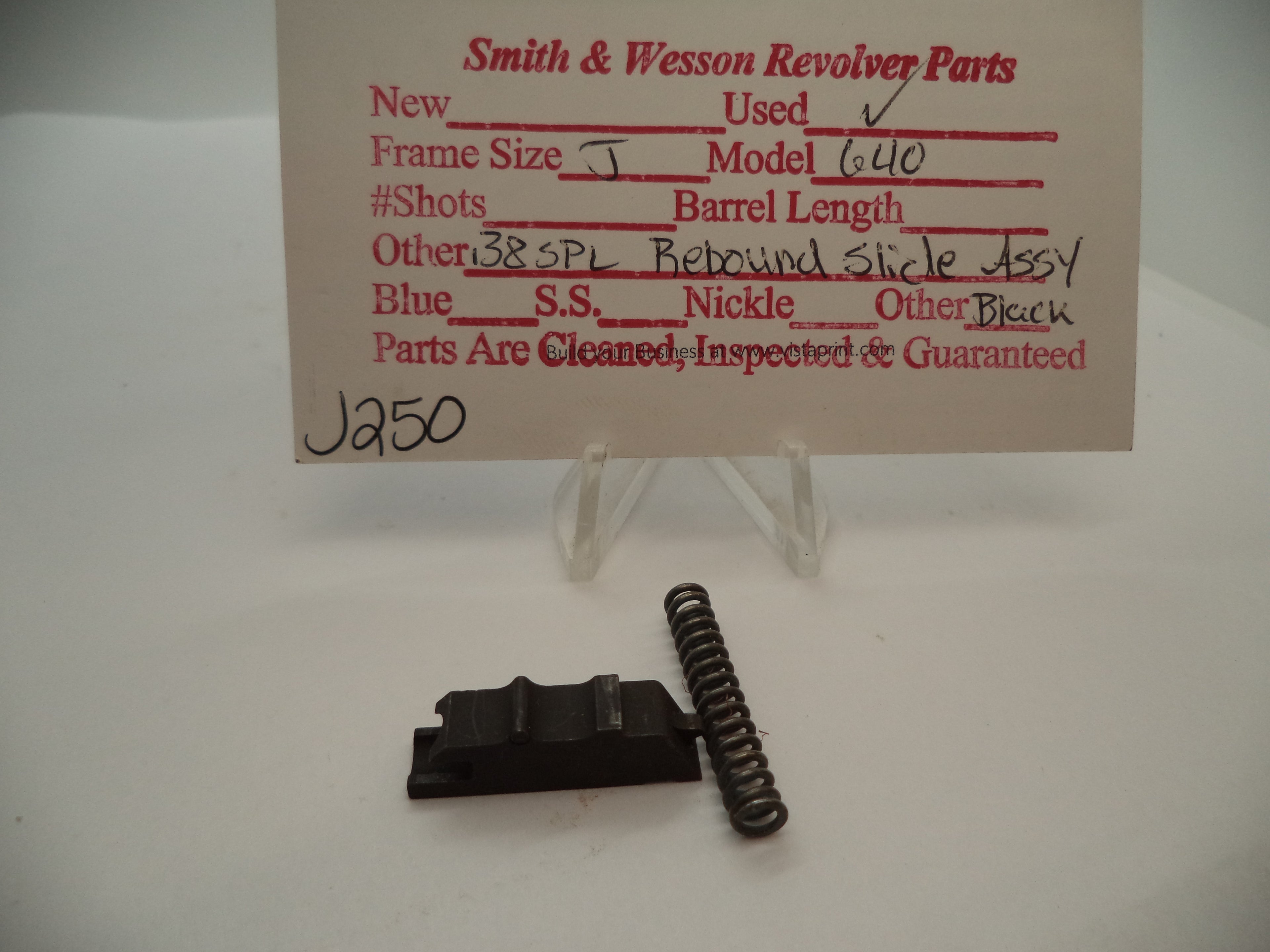 J250 Smith and Wesson J Frame Model 640 Rebound Slide .38 Special Used Part