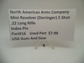 16 North American Arms Mini Revolver 5 Shot Index Pin Used .22 Long Rifle