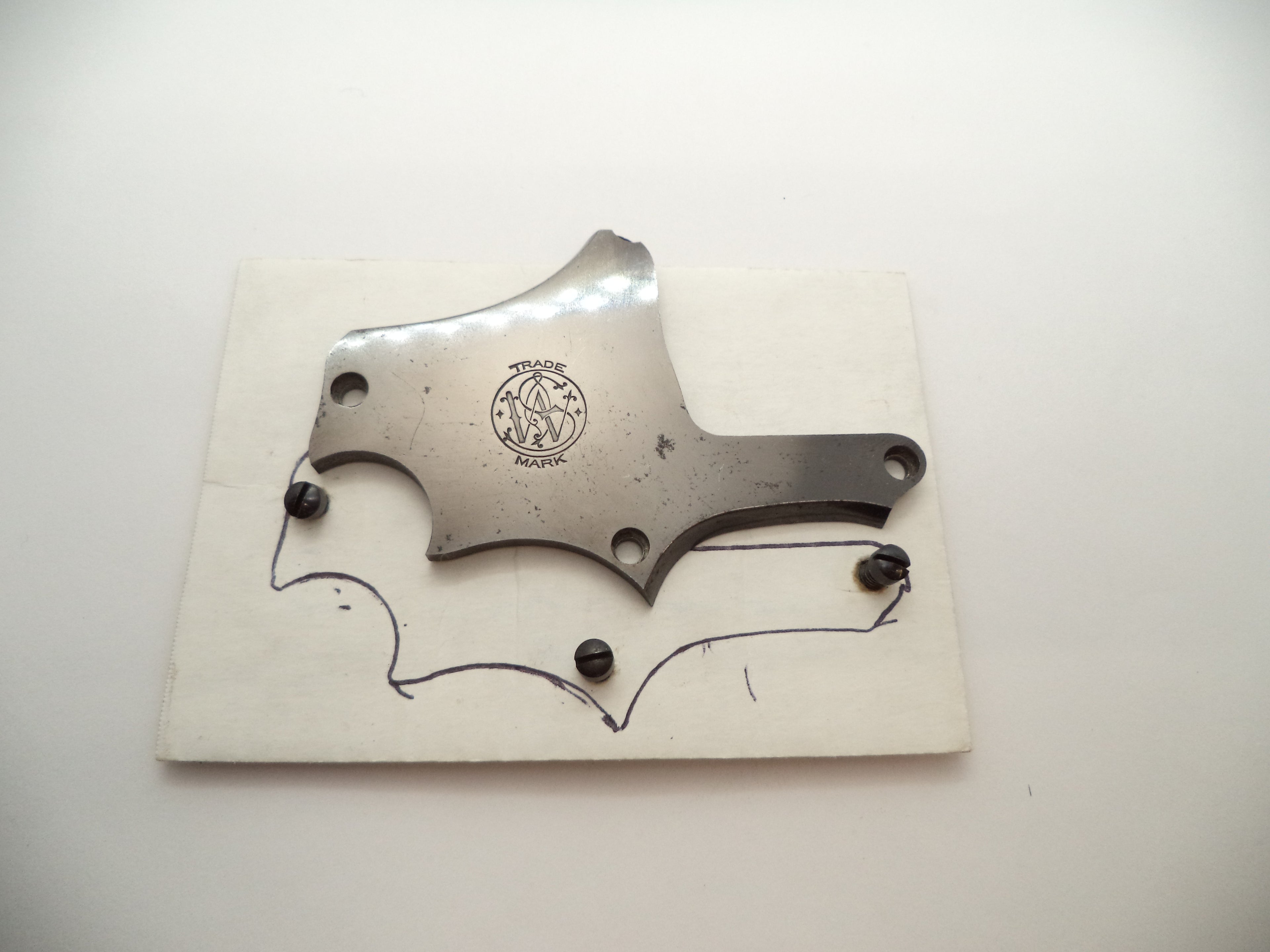 3 Smith & Wesson Revolver 22/32 Bekeart Part .22 LR Side Plate W/ Screws Rare Vi