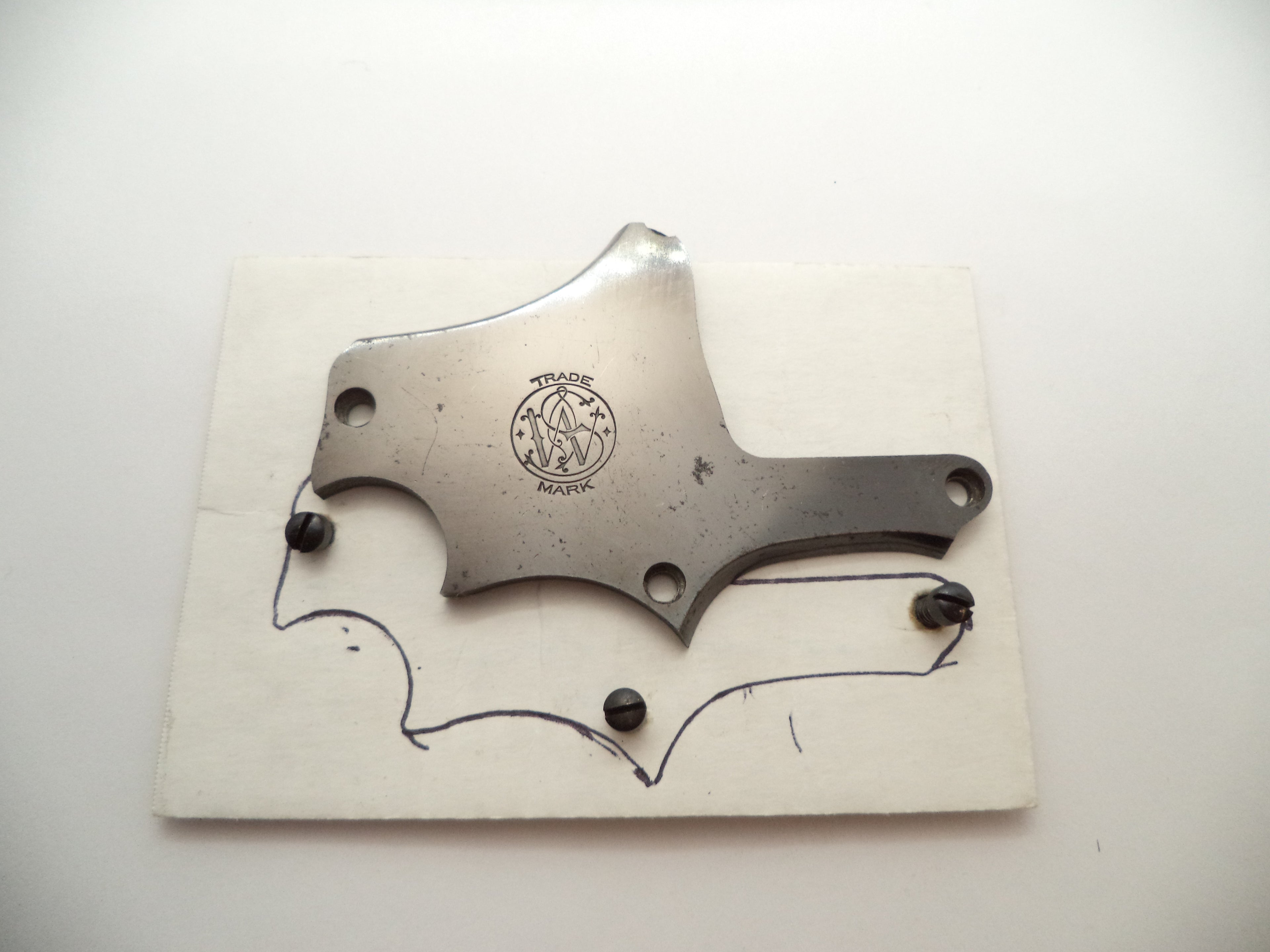 3 Smith & Wesson Revolver 22/32 Bekeart Part .22 LR Side Plate W/ Screws Rare Vi