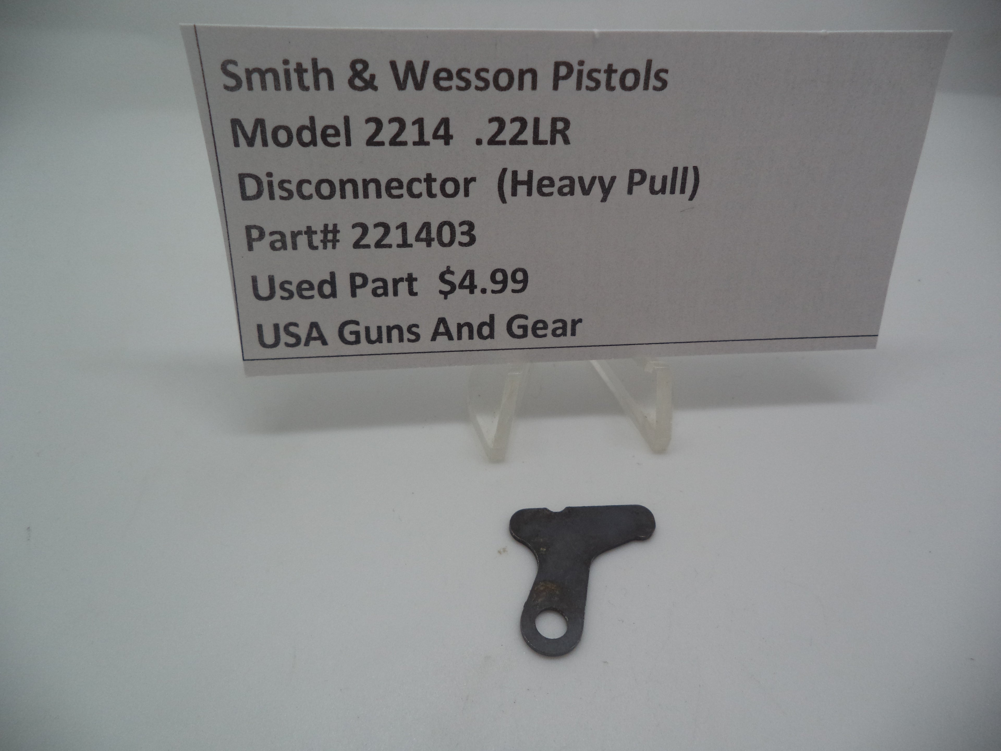221403 Smith & Wesson Pistol Model 2214  Disconnector (Heavy Pull) .22 LR