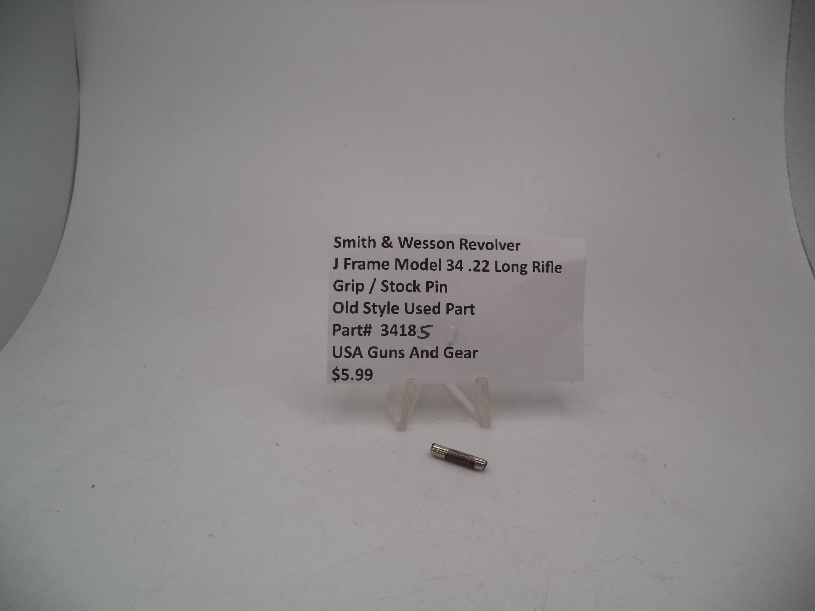 34185 Smith & Wesson J Frame Model 34 Used Grip/Stock Pin .22 Long Rifle