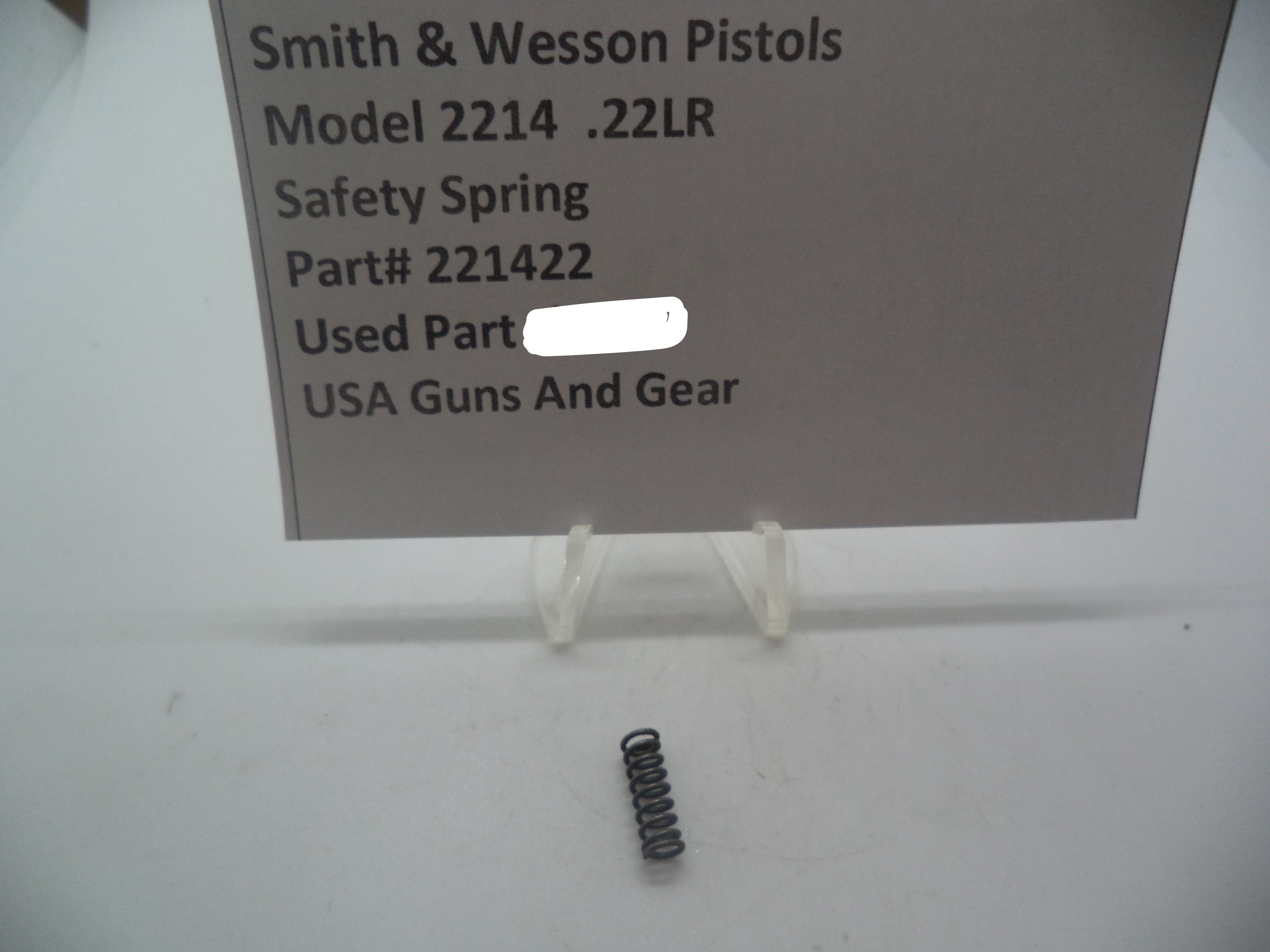 221422 Smith & Wesson Pistol Model 2214 Safety Spring .22 LR