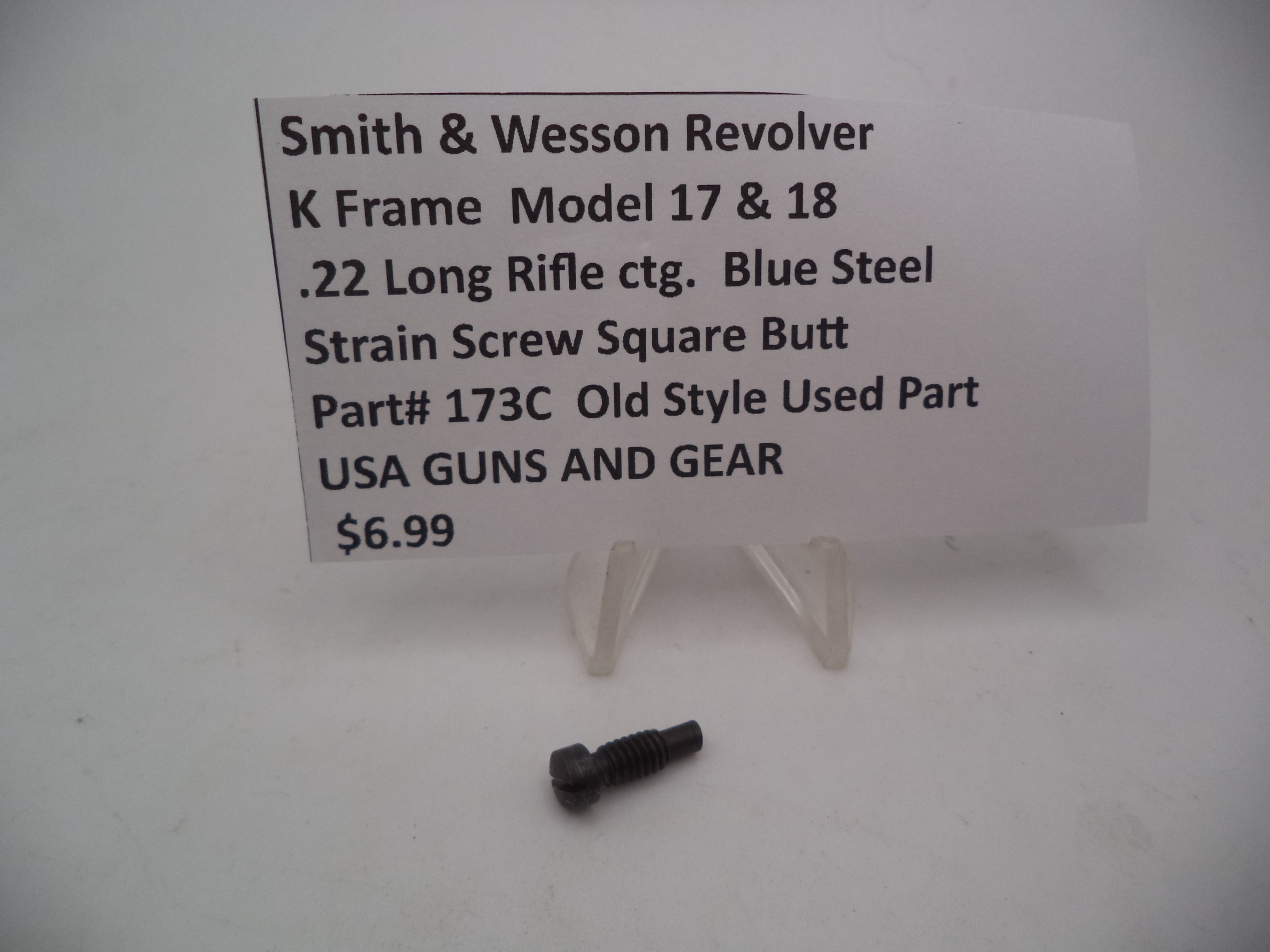 Smith & Wesson K Frame Strain Screw - Models 17 & 18 - Square Butt - Blue Steel - Old Style - Used - .22 LR 173C