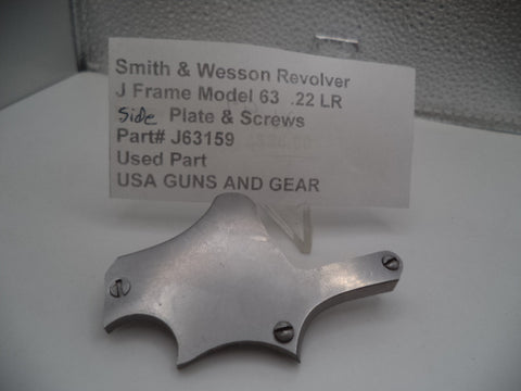 J63159 Smith & Wesson Revolver J Frame Model 63 Side Plate & Screws .22 LR  Used Part
