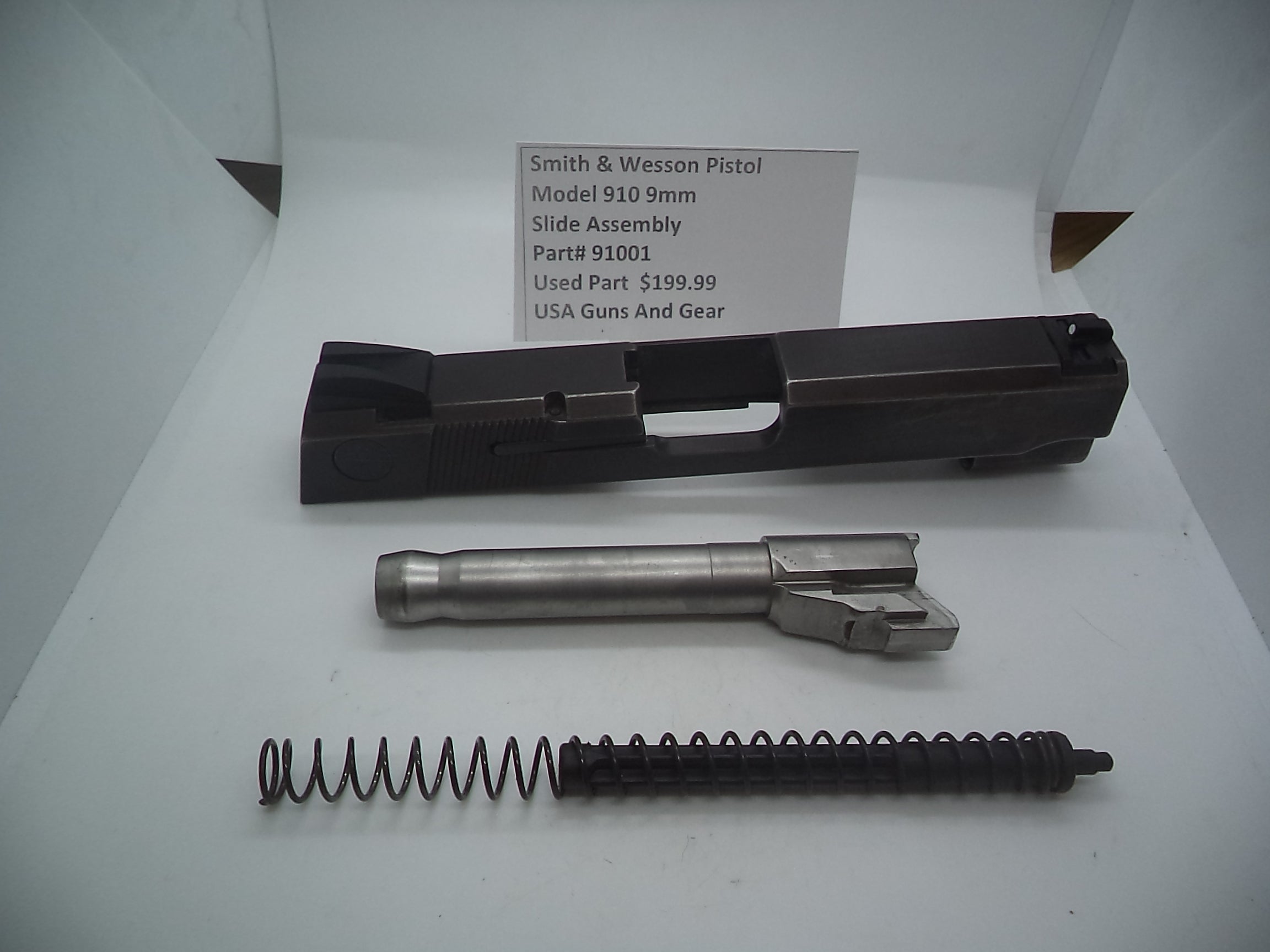 S&W Model 910 Slide Assembly 91001 - 9mm w/ Guide Rod, Spring & Bushing Used