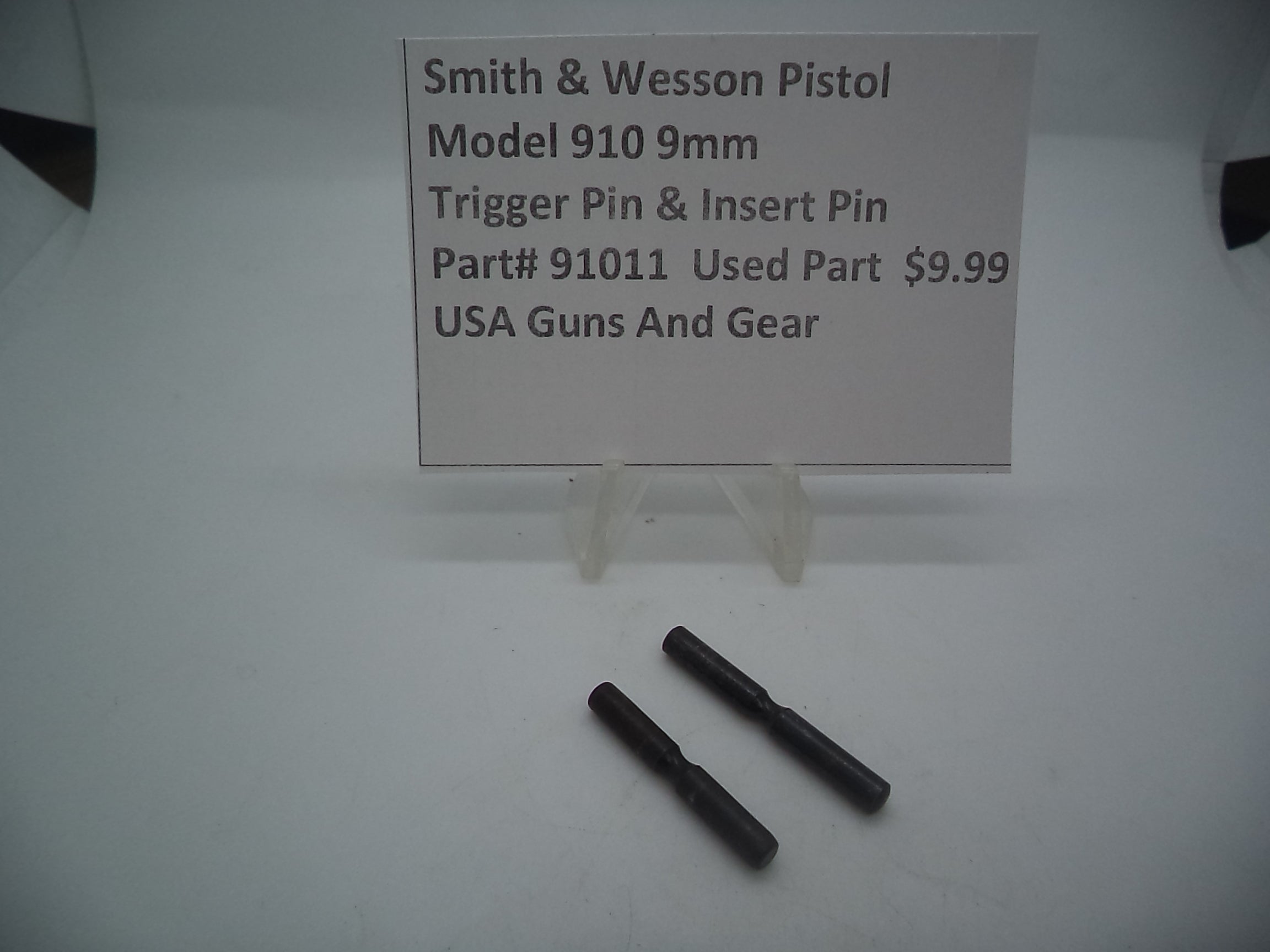 S&W Model 910 Trigger Pin & Insert Pin 91011 - 9mm Used Part