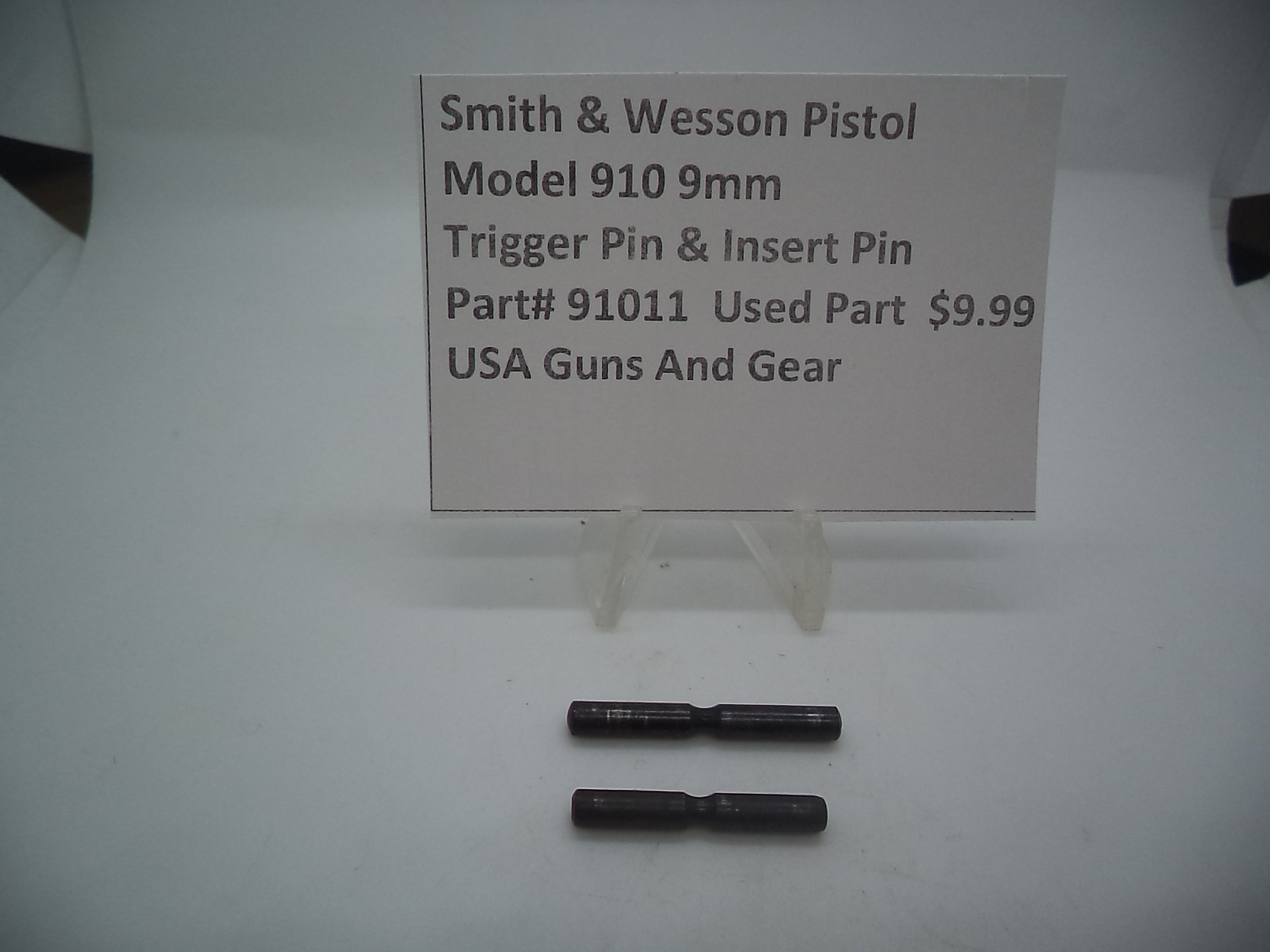 S&W Model 910 Trigger Pin & Insert Pin 91011 - 9mm Used Part
