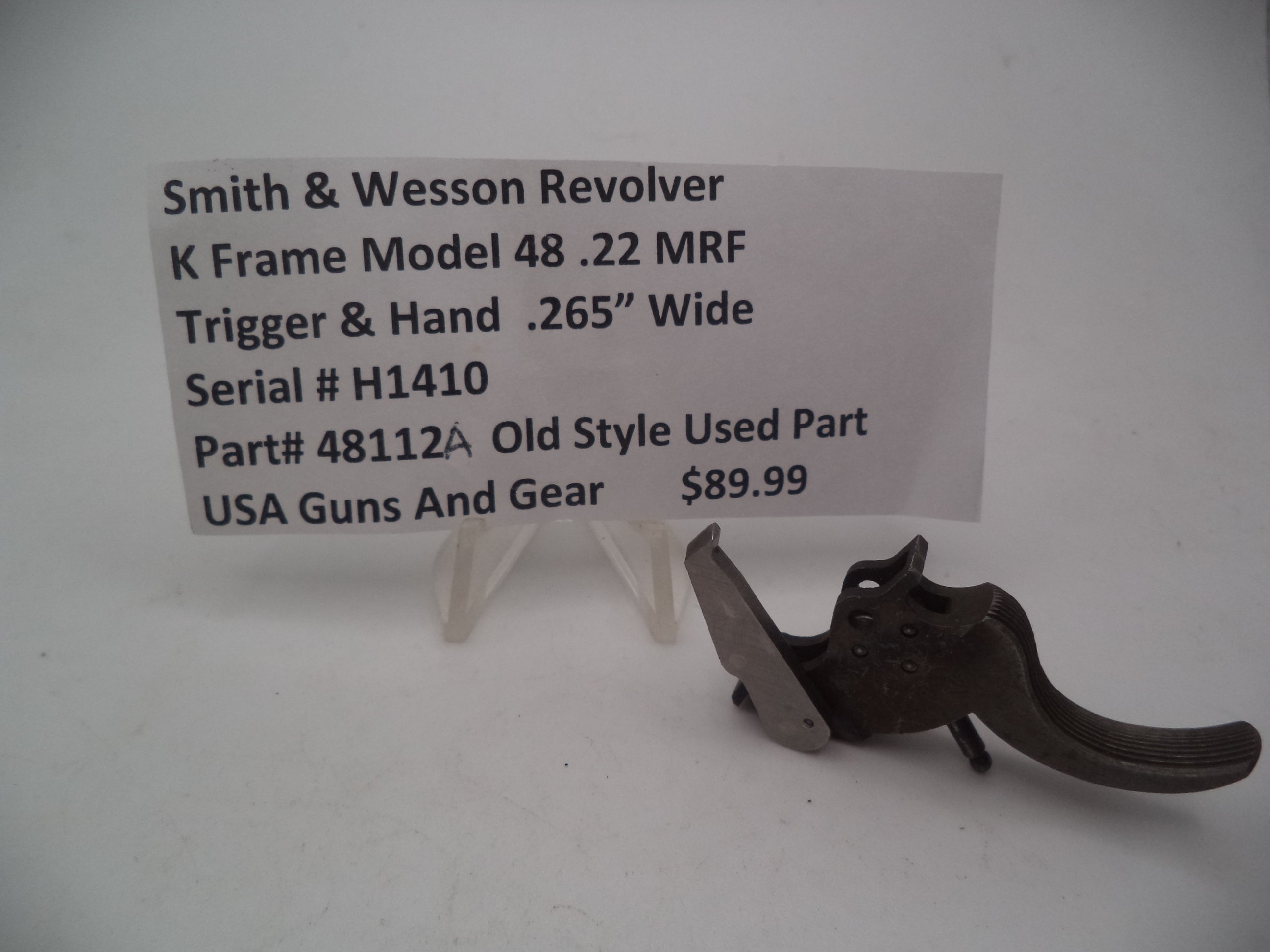 48112A  Smith & Wesson K Frame Model 48 Trigger & Hand .22MRF Used