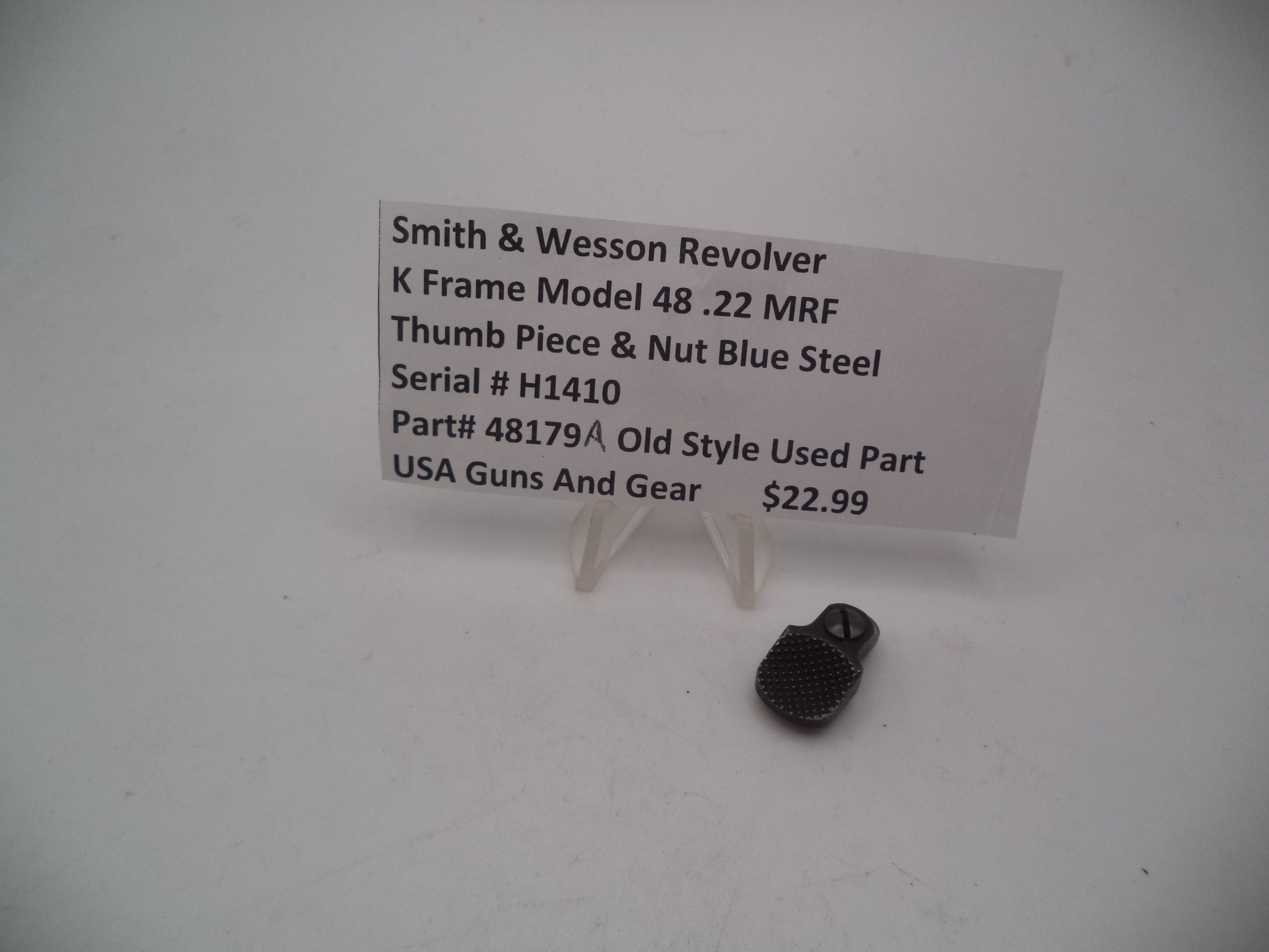48179A Smith & Wesson K Frame Model 48 Thumb Piece & Nut .22MRF