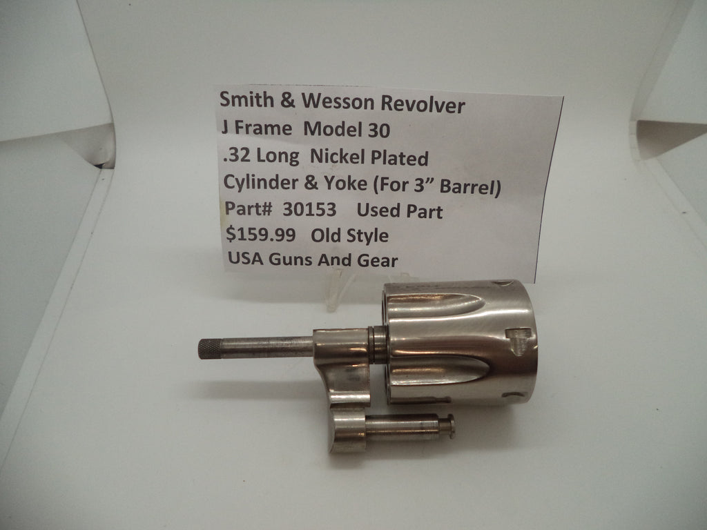 Smith & Wesson J Frame Model 30 Cylinder Assembly - 3" Barrel Nickel .32 S&W Long - Used OEM Part 30153