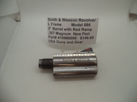 410980000 Smith & Wesson L Frame Model 686 New 3" Barrel Red Ramp .357 Mag