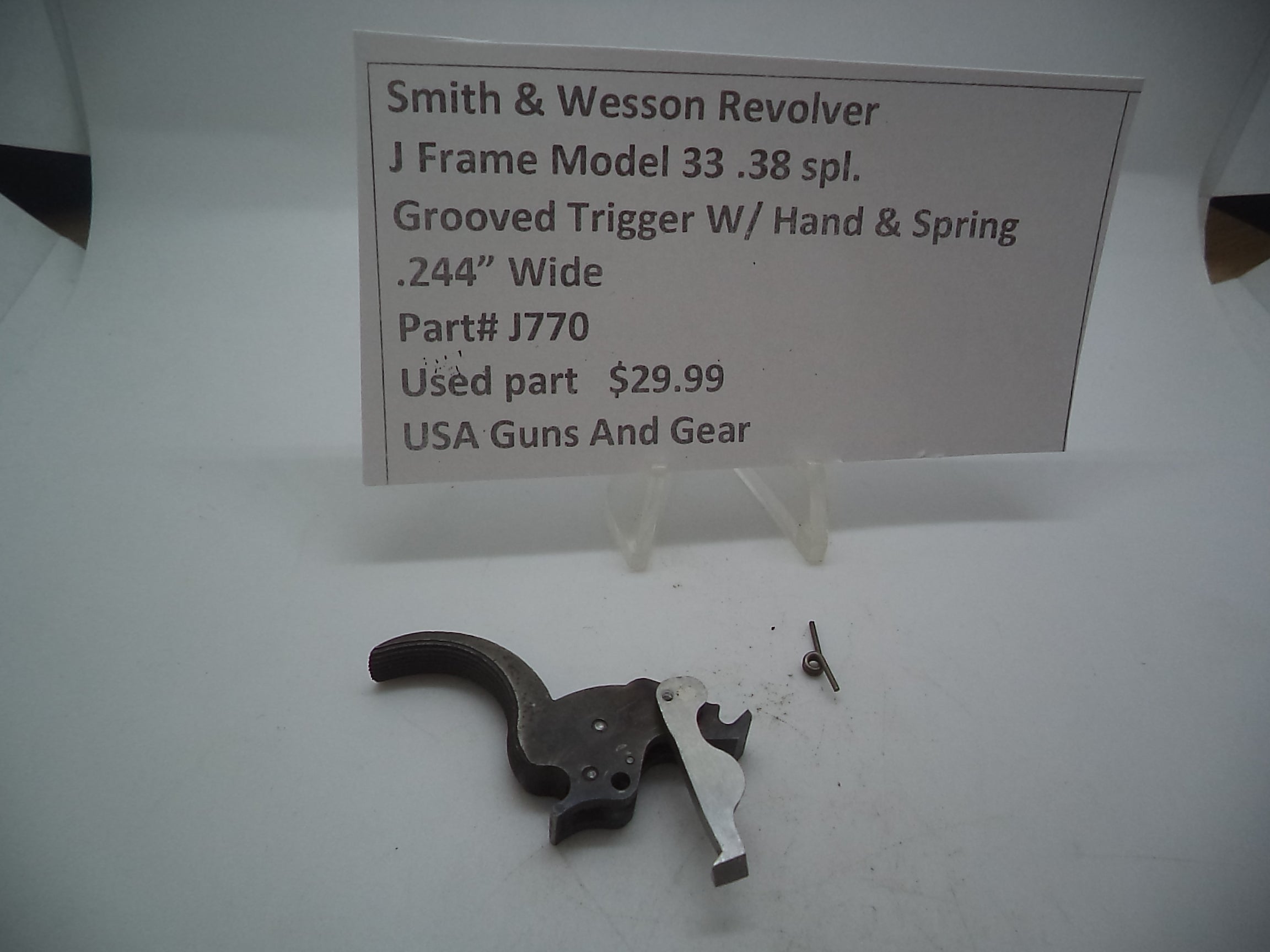 J770 Smith & Wesson Used J Frame Model 33 .38 Spl. Grooved Trigger .244" wide Used Parts