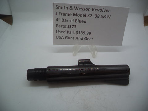 J173 Smith and Wesson J Frame Model 32 4" Barrel Blue Used 38S&W