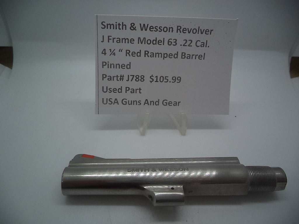 J788 Smith & Wesson Used J Frame Model 63 S.S. 4 1/4" Red Ramp Pinned Barrel -                                USA Guns And Gear-Your Favorite Gun Parts Store