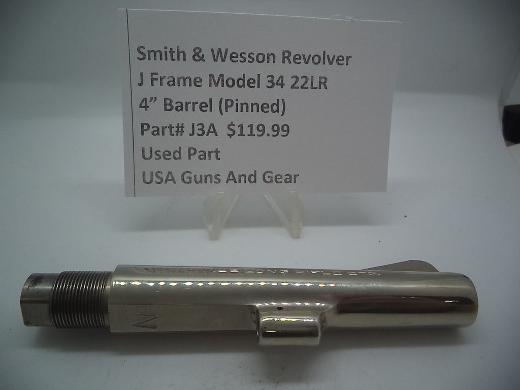 J3A Smith & Wesson J Frame Model 34 Revolver NOS Nickel Pinned 4" Barrel .22 L.R.