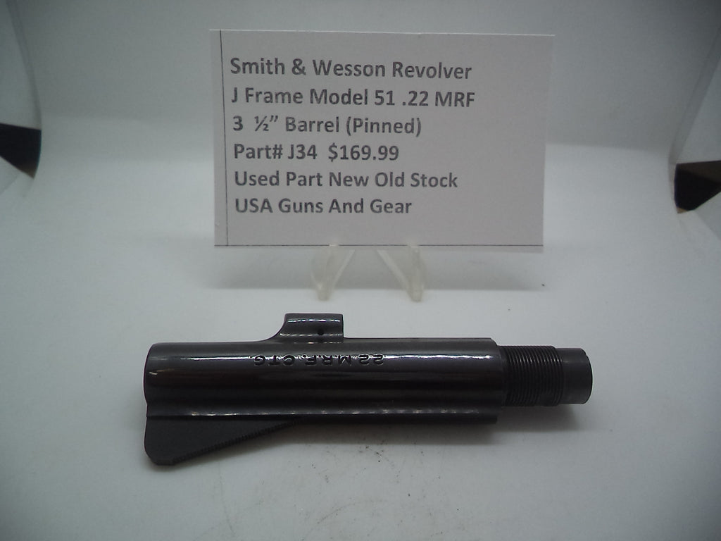 J34 Smith & Wesson J Frame Model 51 Revolver 3.5" Barrel Blue NOS 22 MRF Used Part