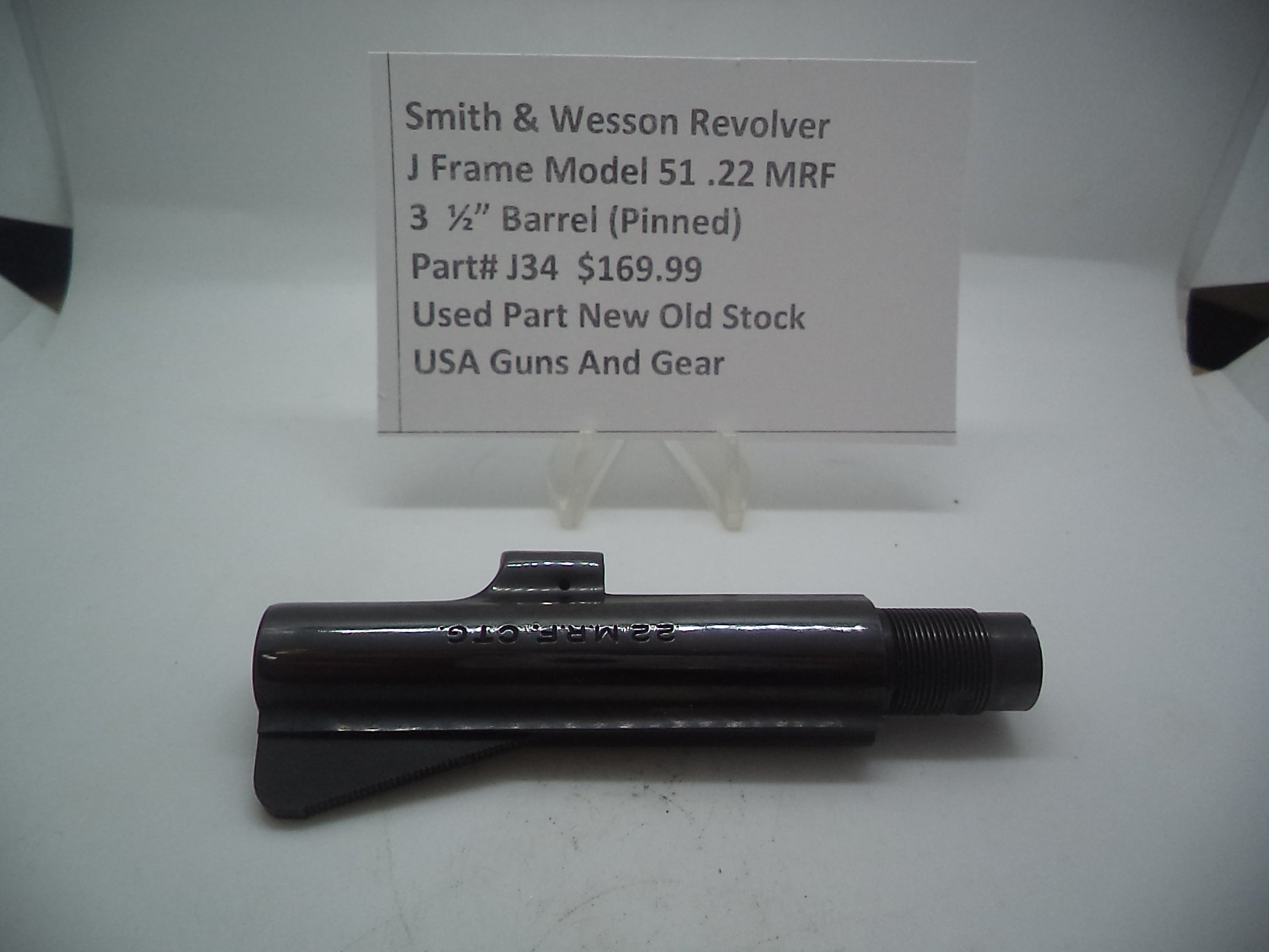 J34 Smith & Wesson J Frame Model 51 Revolver 3.5" Barrel Blue NOS 22 MRF Used Part